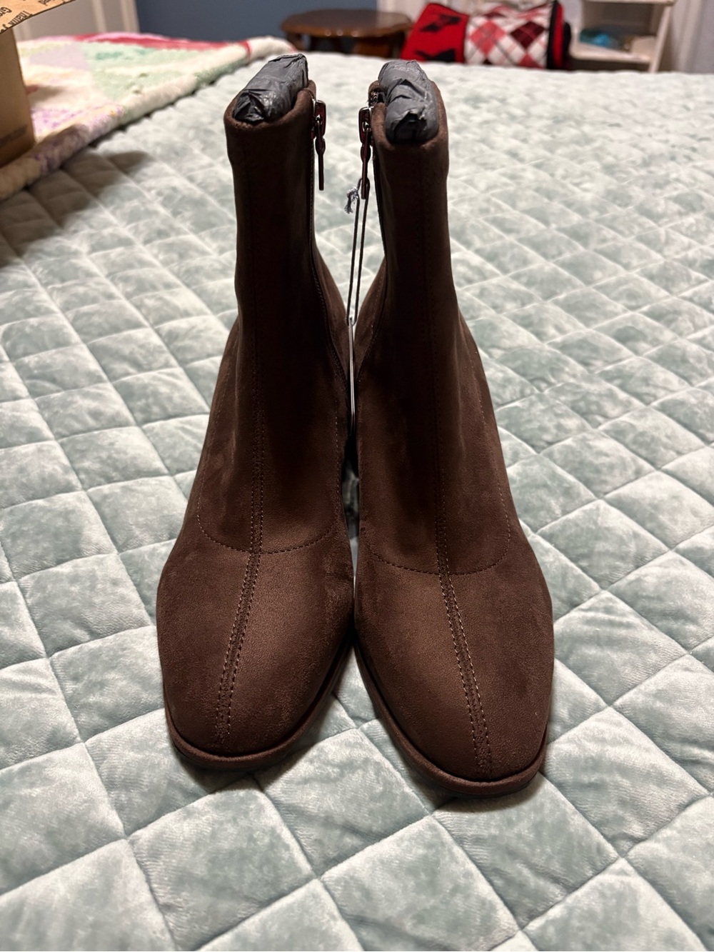 AEROSOLES Dark Brown Suede Ankle Booties